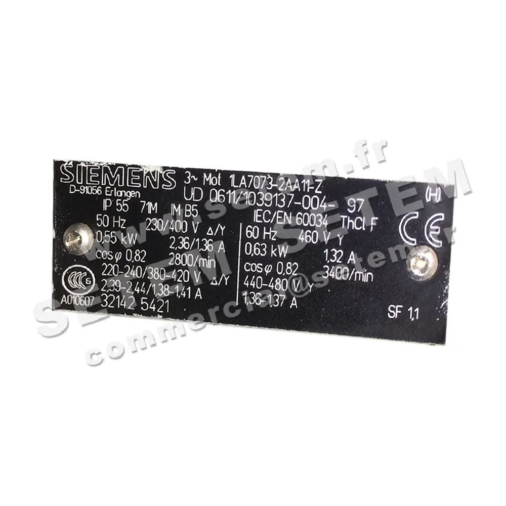 6166500090-MOTEUR SIEMENS 0.55KW 2P T230/400V HA71 B5 1LA7073-2AA11-Z 2