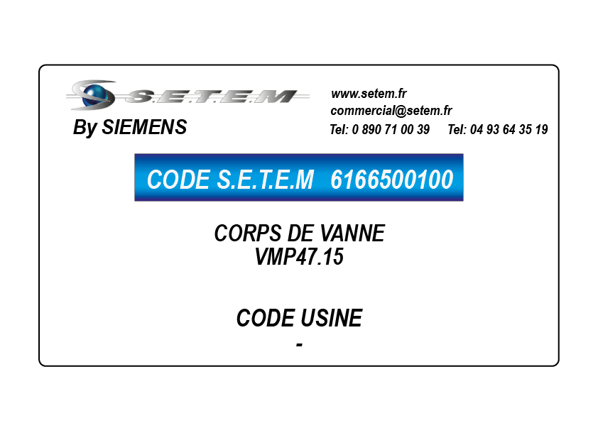 6166500100-CORPS DE VANNE VMP47.15 SIEMENS