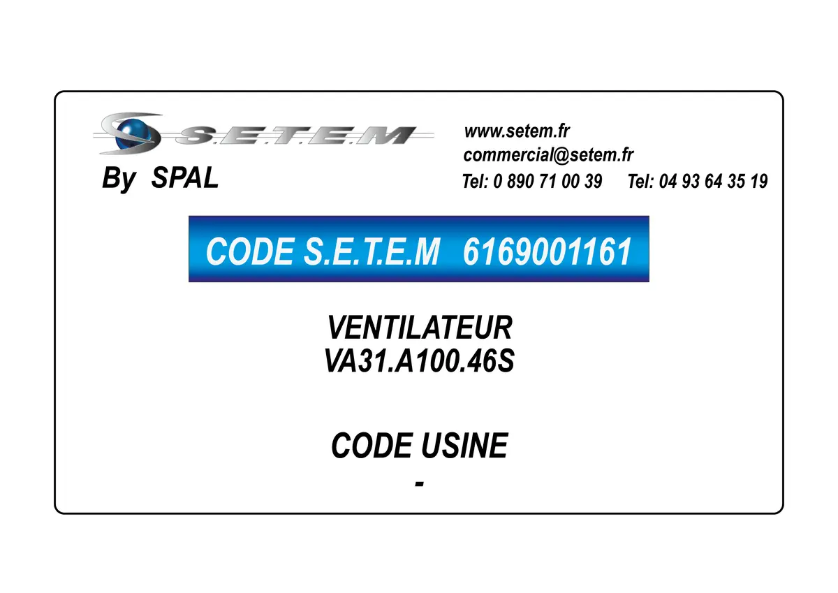 6169001161-VENTILATEUR SPAL VA31.A100.46S
