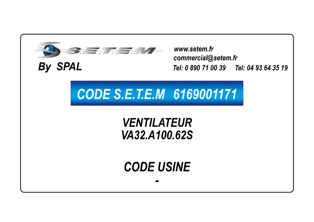 6169001171-VENTILATEUR SPAL VA32.A100.62S