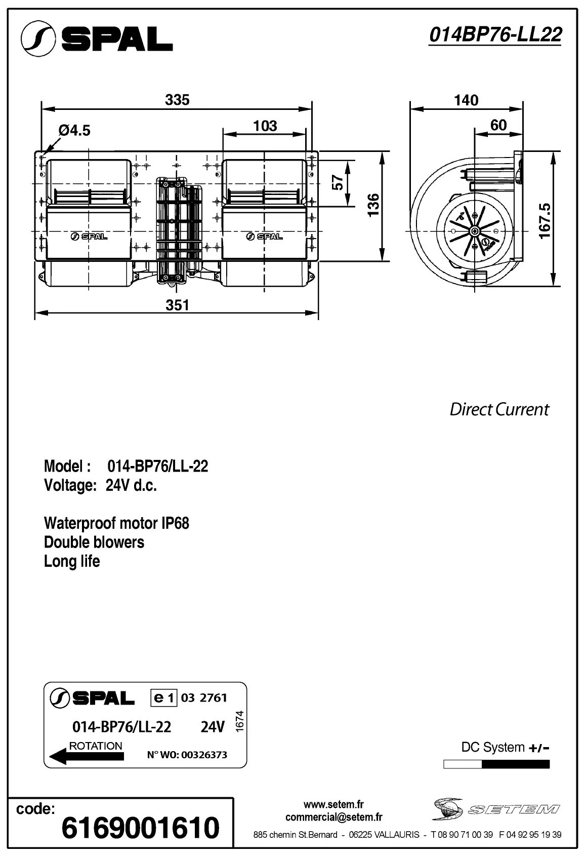 6169001610-GMV SPAL 014.BP76/LL.22 *E1032761* 2