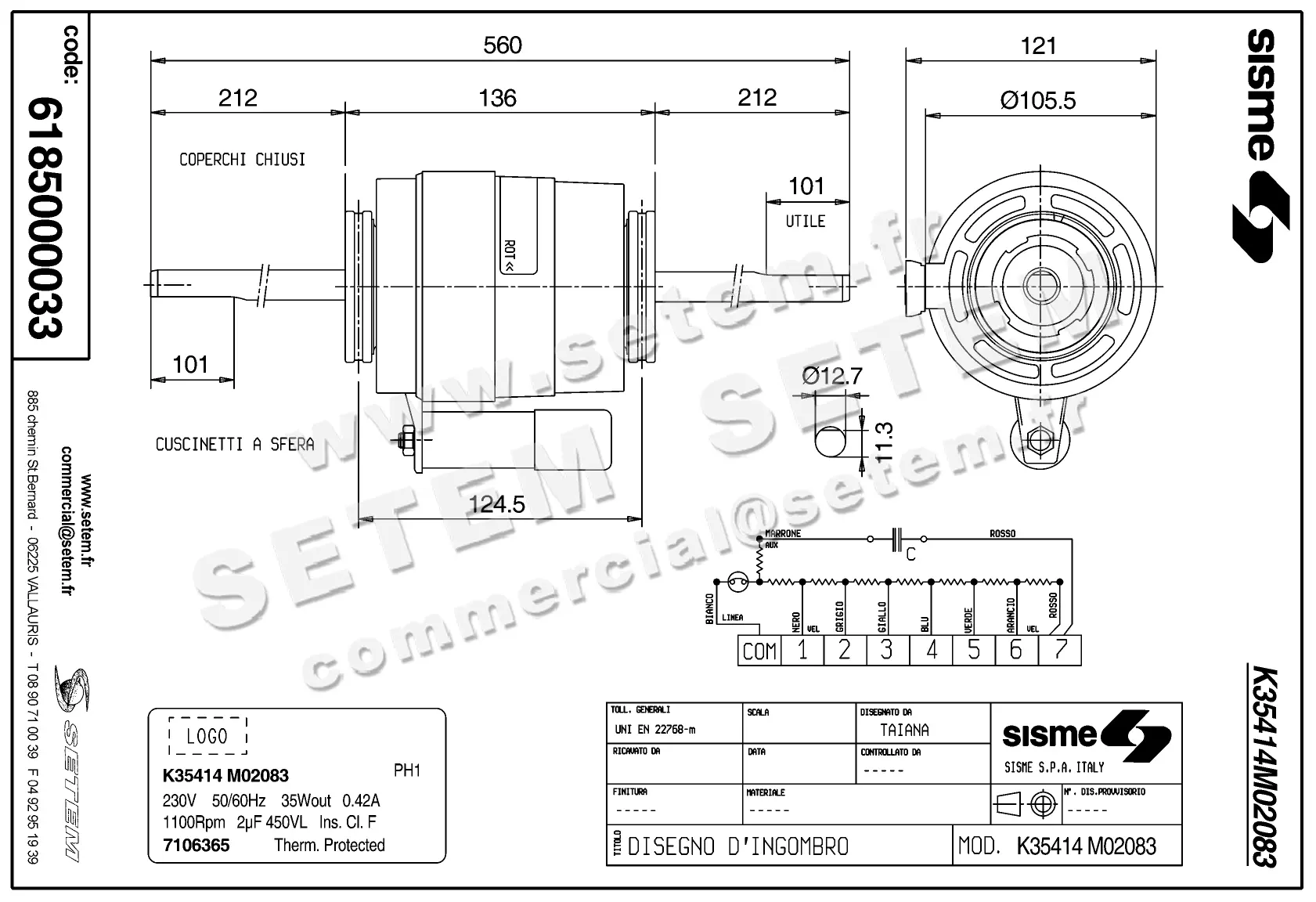 6185000033-MOTEUR SISME K35414M02083 "7106365" 4