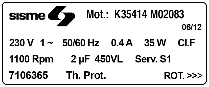 6185000033-MOTEUR SISME K35414M02083 "7106365" 2