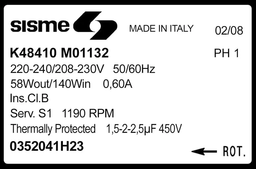 6185000160-MOTEUR SISME K48410M01132 0352041H23" 2