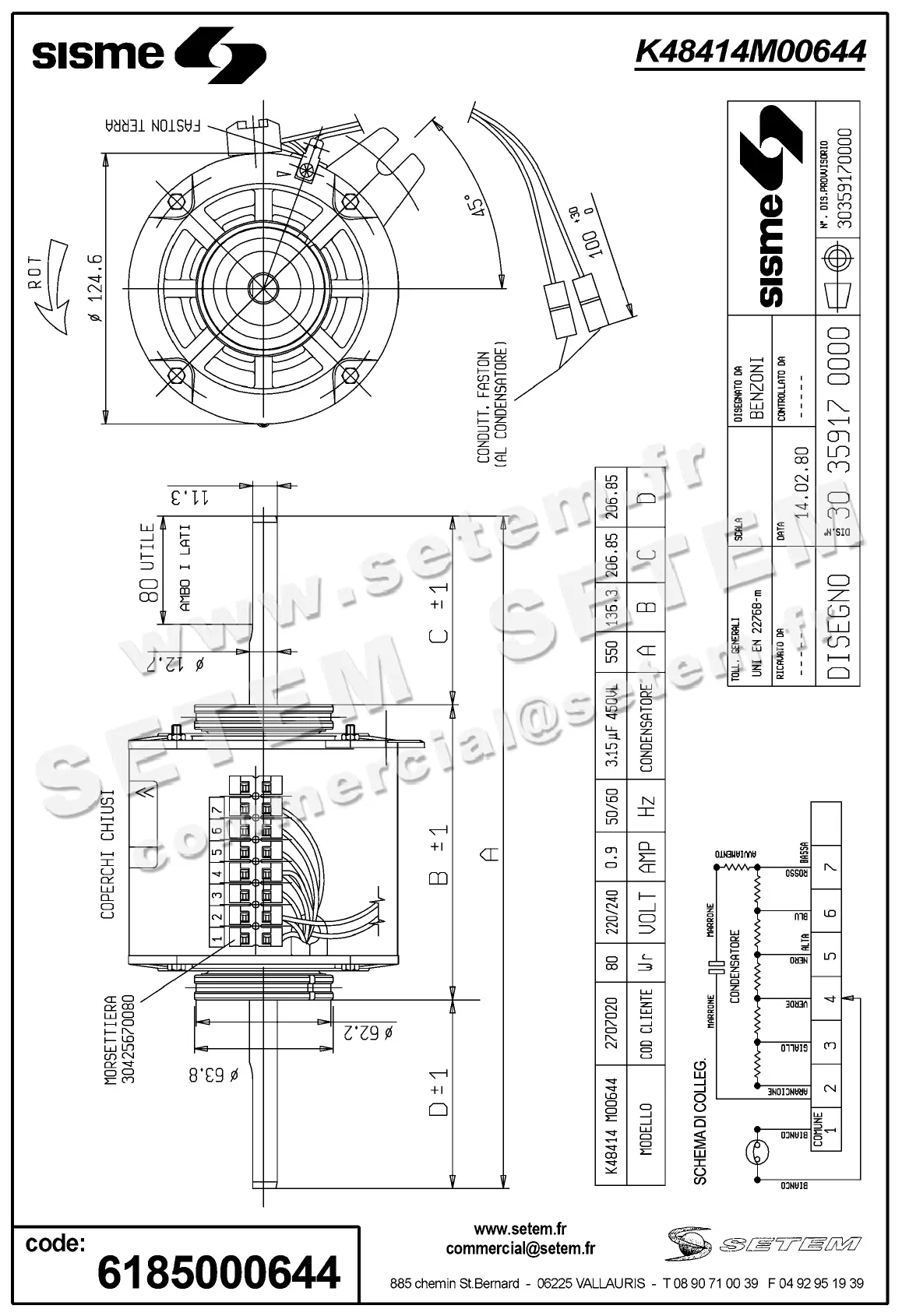 6185000644-MOTEUR SISME K48414M00644 "2707020" 2