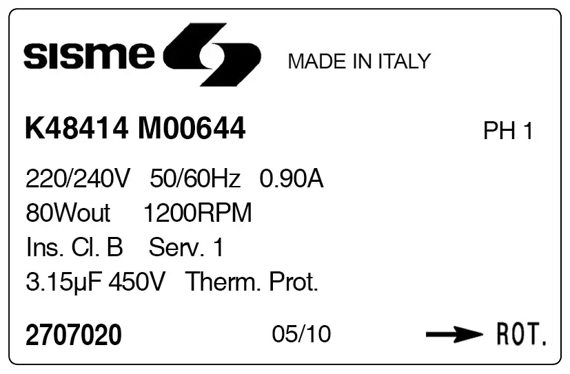 6185000644-MOTEUR SISME K48414M00644 "2707020" 2