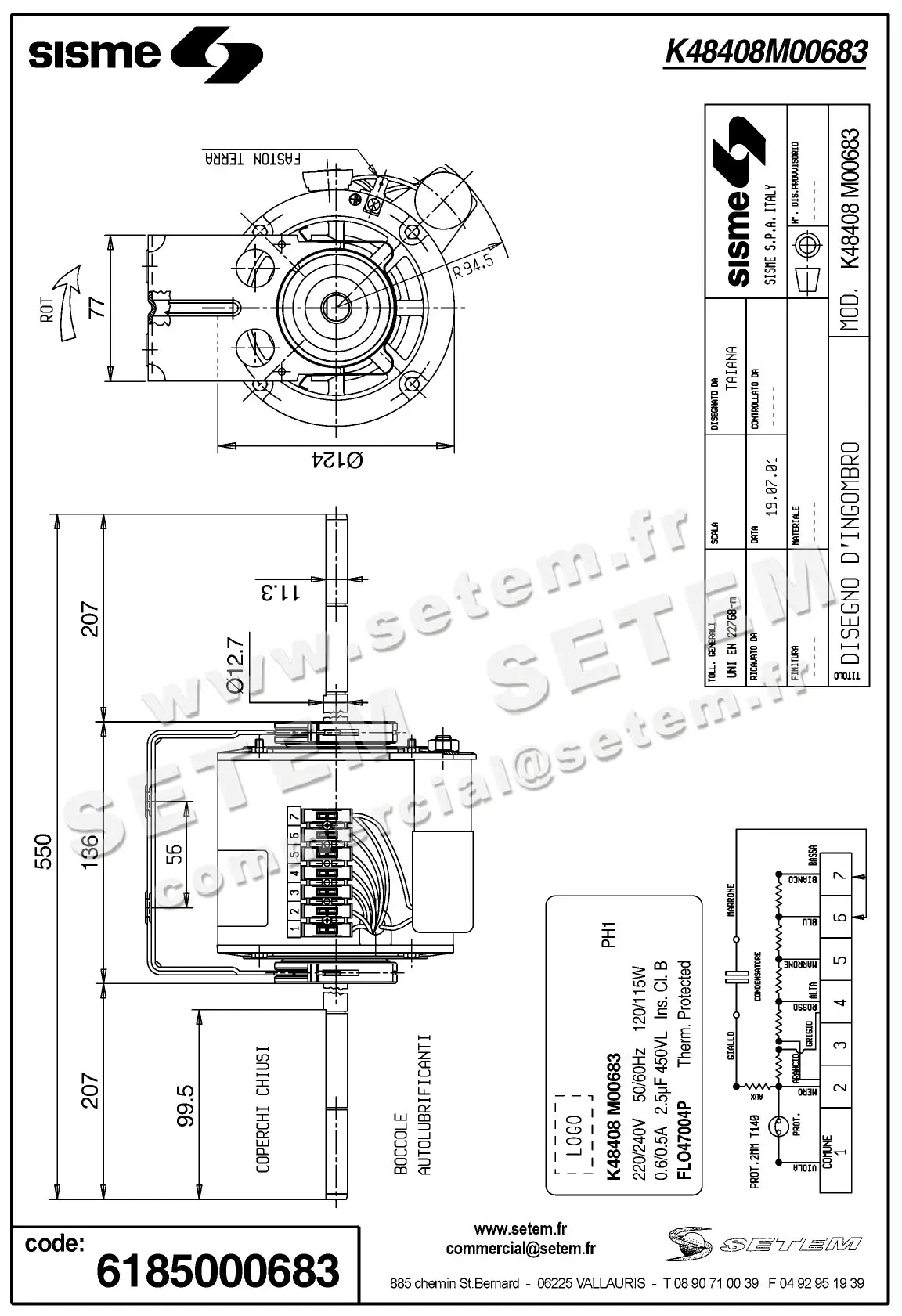 6185000683-MOTEUR SISME K48408MO0683 "MT.FLO47004P" 2