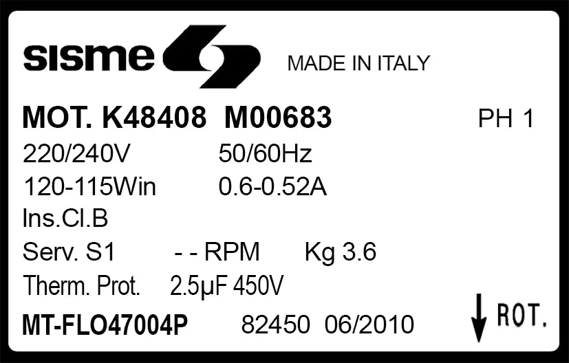 6185000683-MOTEUR SISME K48408MO0683 "MT.FLO47004P" 2