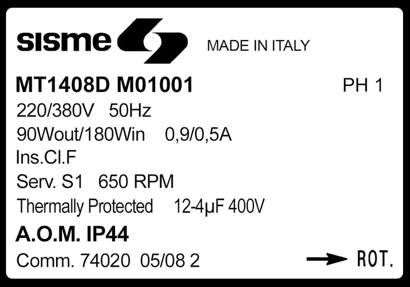 6185001001-MOTEUR SISME M01001 "MT1408D" 2