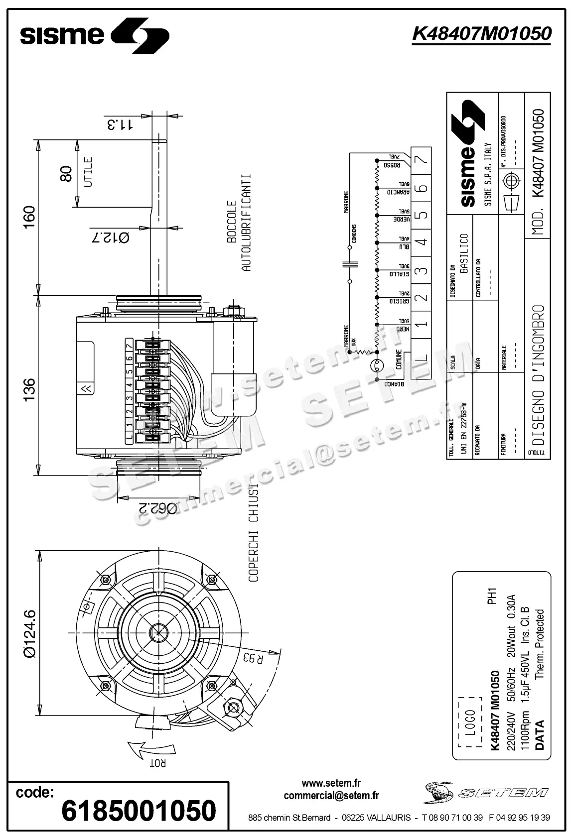 6185001050-MOTEUR SISME K48407M01050 "141120" 2