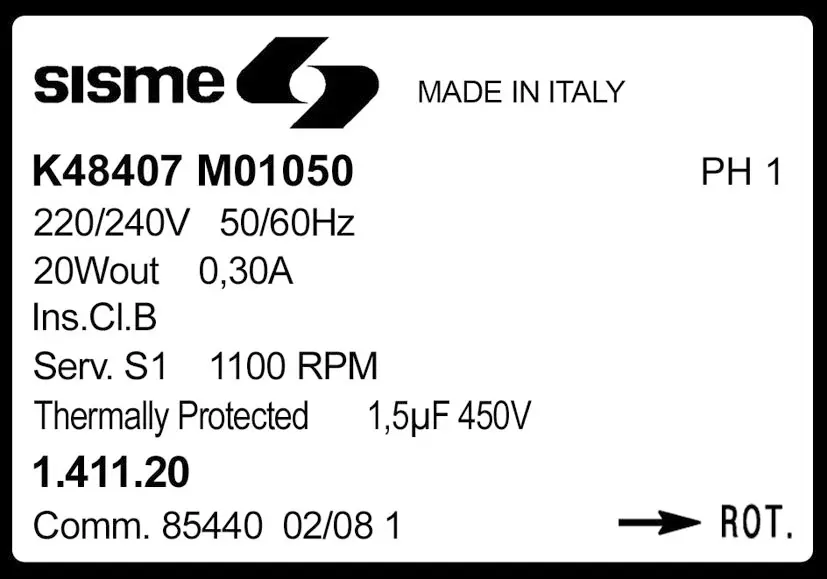 6185001050-MOTEUR SISME K48407M01050 "141120" 2