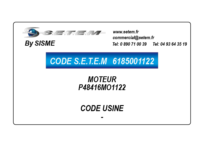 6185001122-MOTEUR SISME P48416MO1122