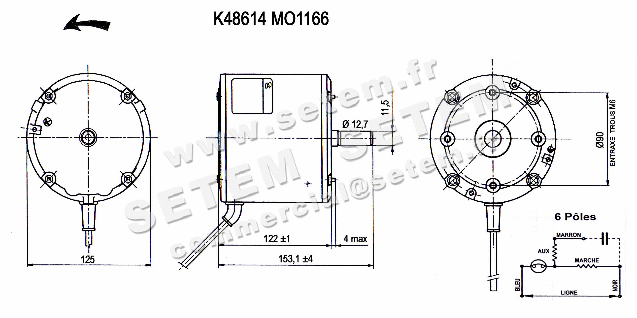 6185001166-MOTEUR SISME K48614M01166 AVEC HELICE D450MM GRILLE-HELICE 7