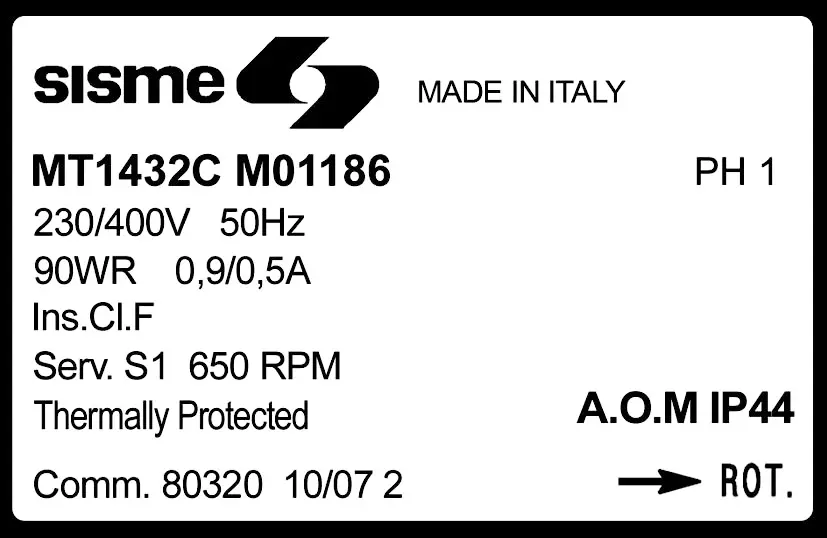 6185001186-MOTEUR SISME MO1186 "MT1432C" 2