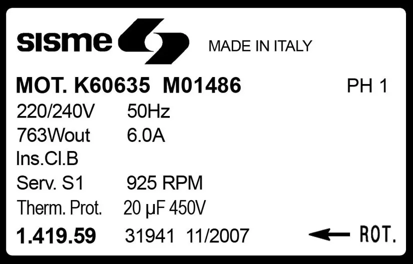 6185001187-MOTEUR SISME K60635M01187 "141959" 2