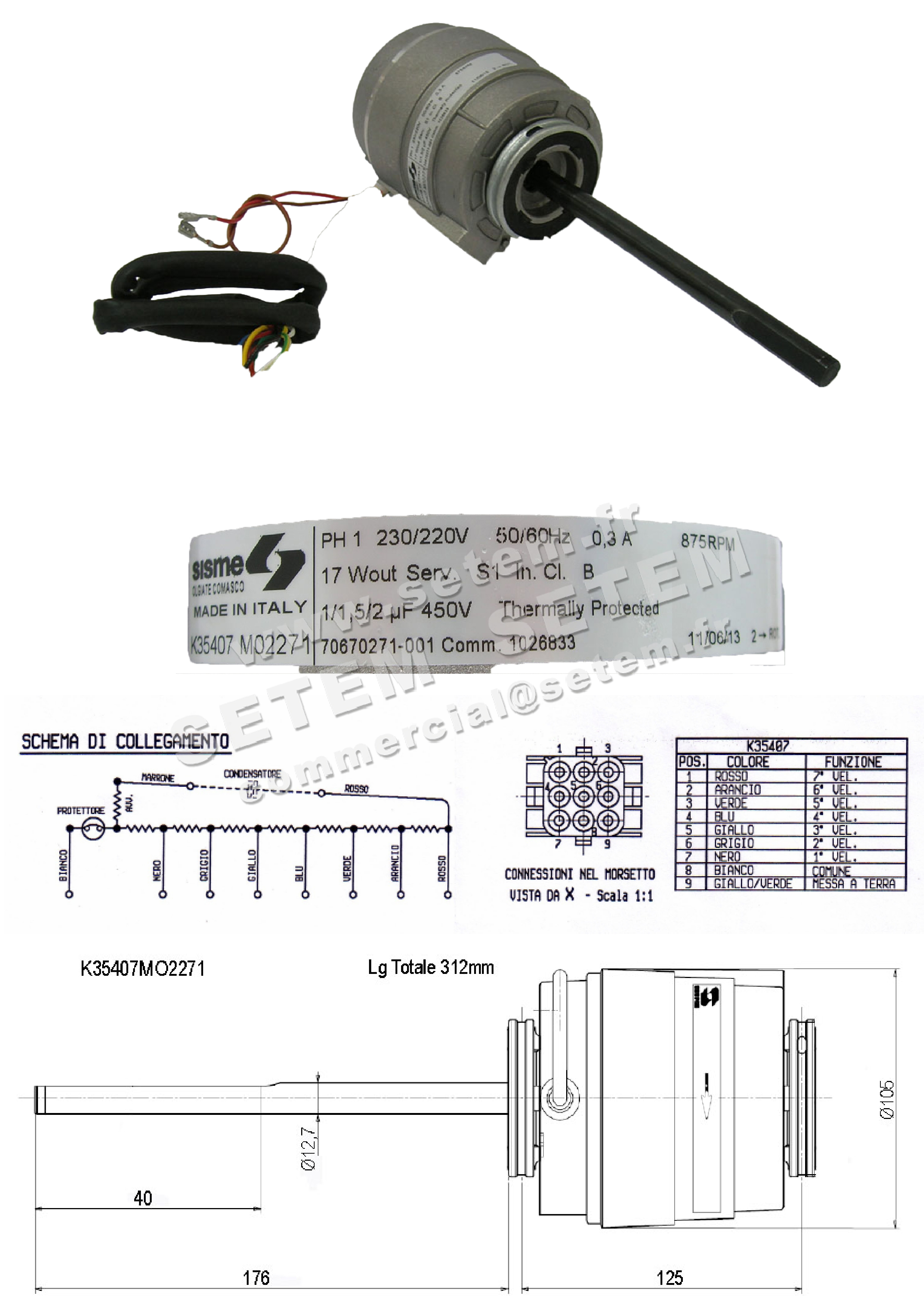 6185001202-MOTEUR SISME K35407M02271 "70670271.001" 3