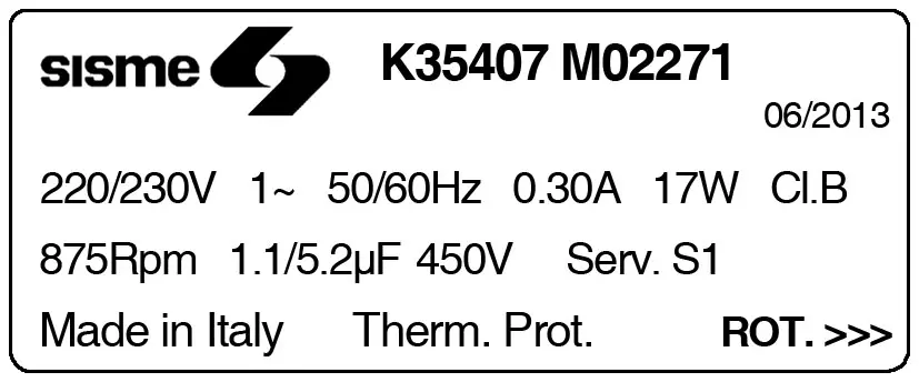 6185001202-MOTEUR SISME K35407M02271 "70670271.001" 2