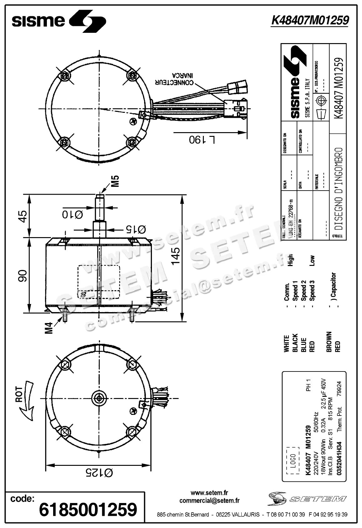 6185001259-MOTEUR SISME K48407M01259 "0352041H34" 7