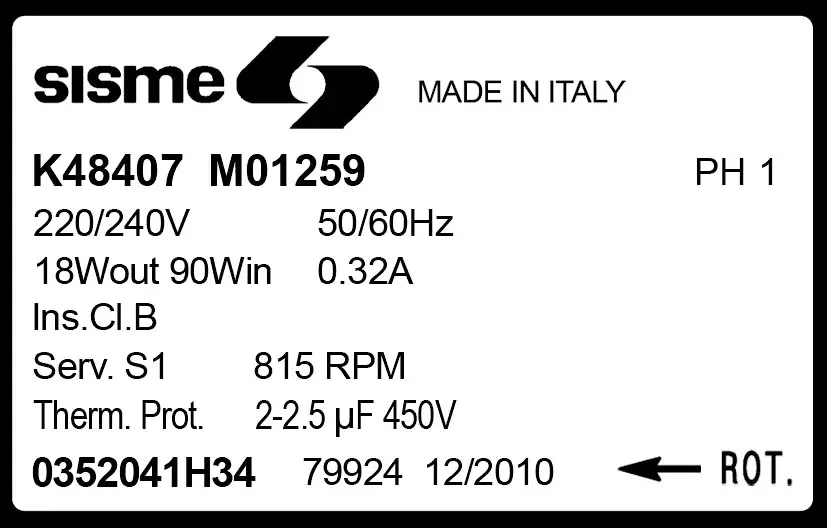 6185001259-MOTEUR SISME K48407M01259 "0352041H34" 2