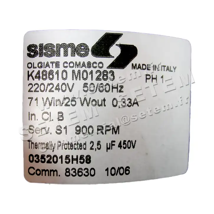 6185001283-MOTEUR SISME K48410MO1283 "0352015H58" 2