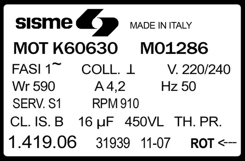 6185001286-MOTEUR SISME K60630MO1286 2