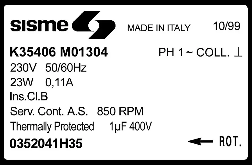 6185001304-MOTEUR SISME K35406MO1304 "0352041H35" 2