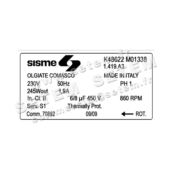 6185001338-MOTEUR SISME K48622MO1338 "1419A3"