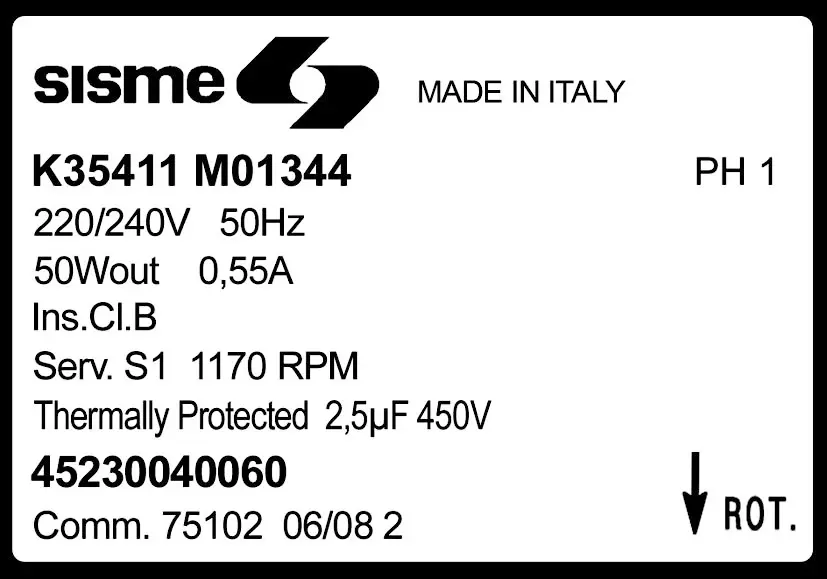 6185001344-MOTEUR SISME K35411M01344 "45230040060" 2