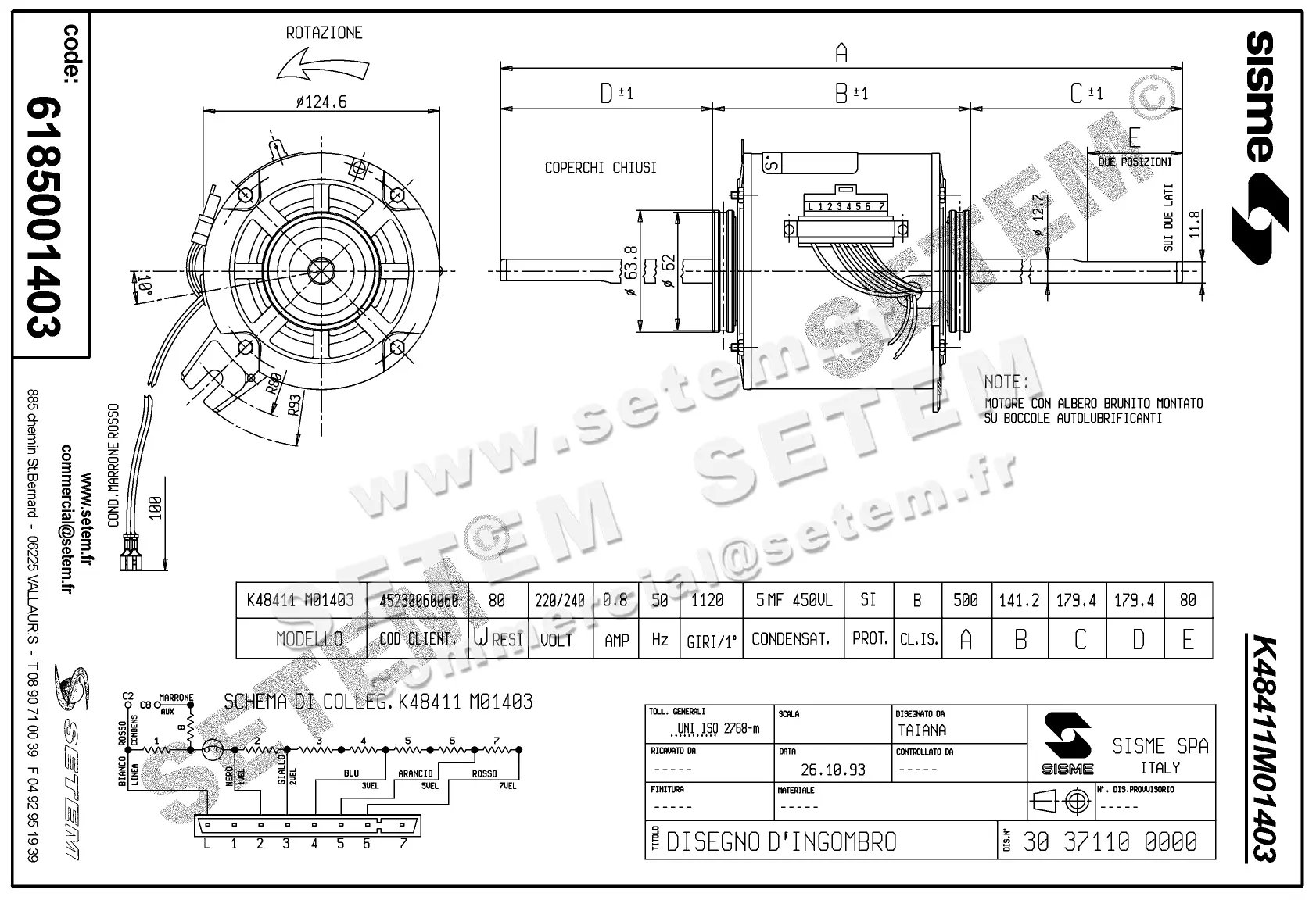 6185001403-MOTEUR SISME K48411MO1403 "45230060060"