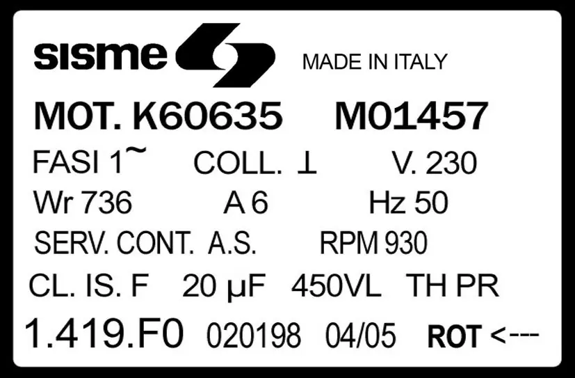 6185001457-MOTEUR SISME K60635M01457 "1419F0" 2