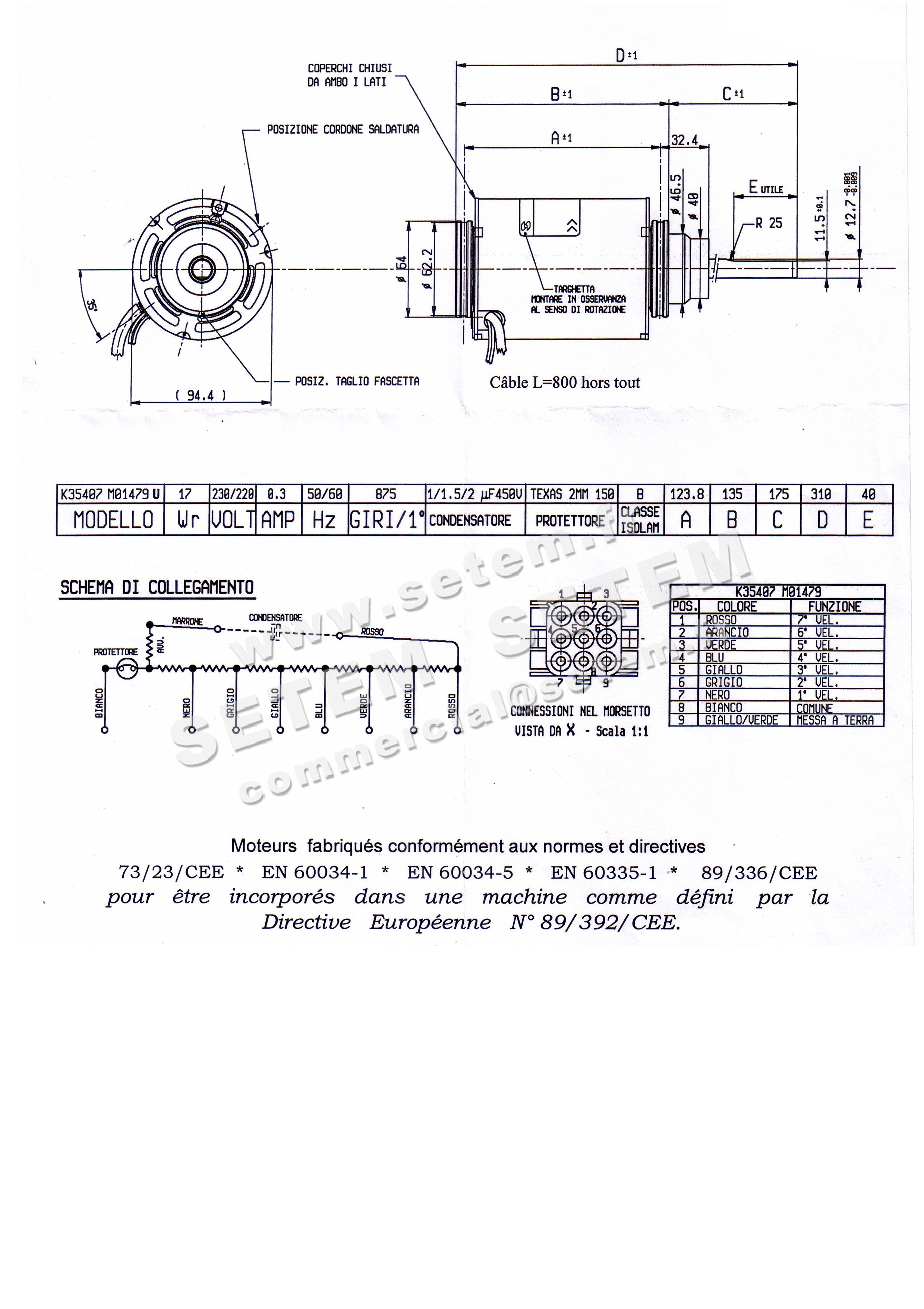 6185001479-MOTEUR SISME K35407M01479 "70670271.001" 4