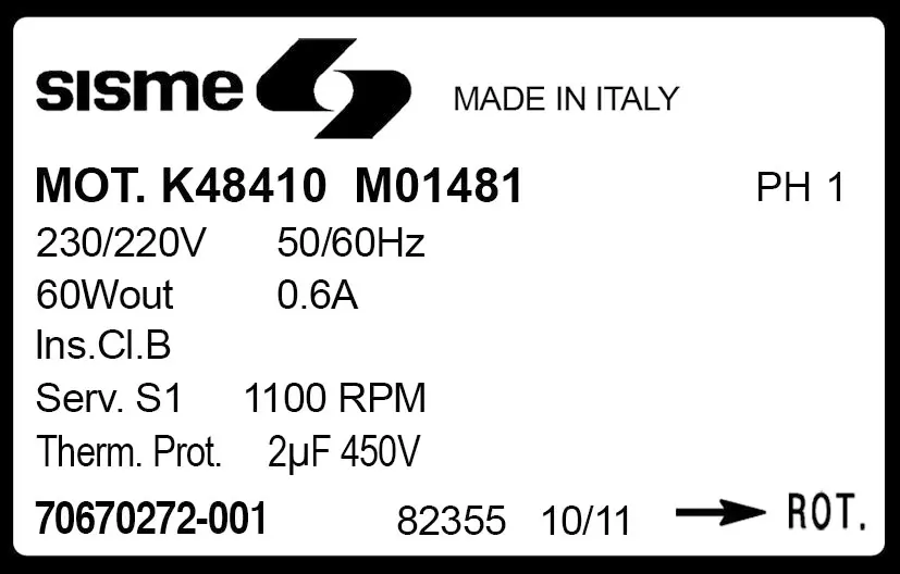 6185001481-MOTEUR SISME K48410MO1481 "70670272.001" 2