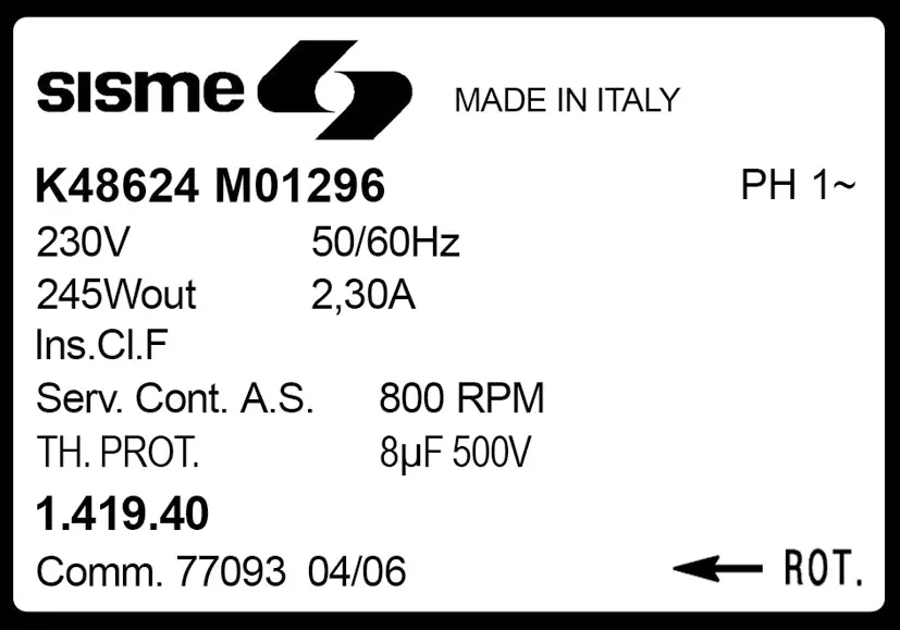 6185001496-MOTEUR SISME K48624MO1296 "141940" 2