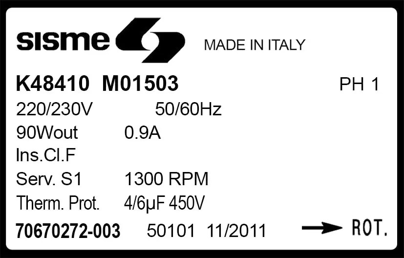 6185001503-MOTEUR SISME K48410M01503 "70670272.003" 2