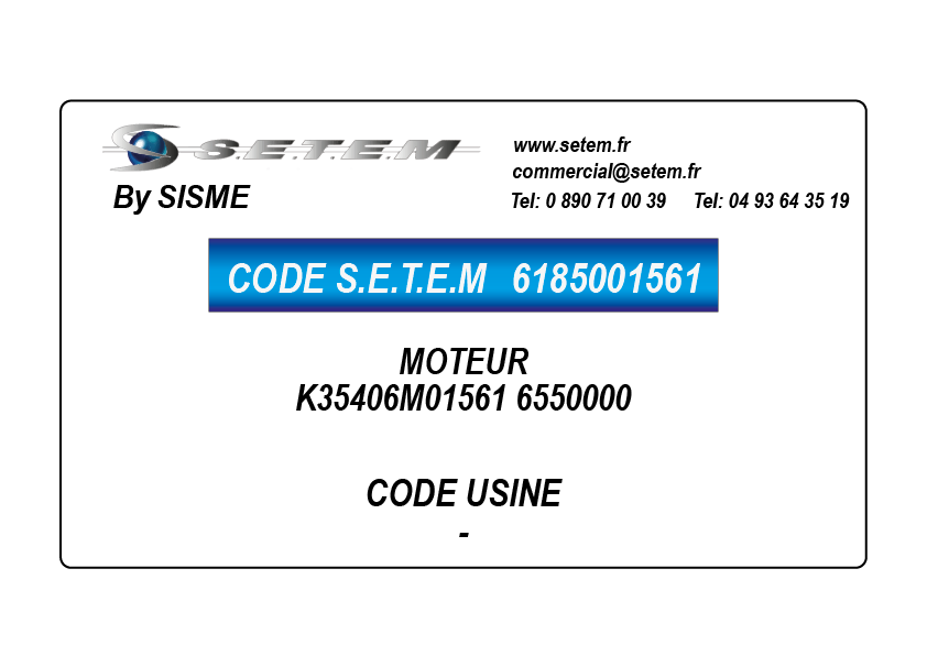 6185001561-MOTEUR SISME K35406M01561 "6550000"