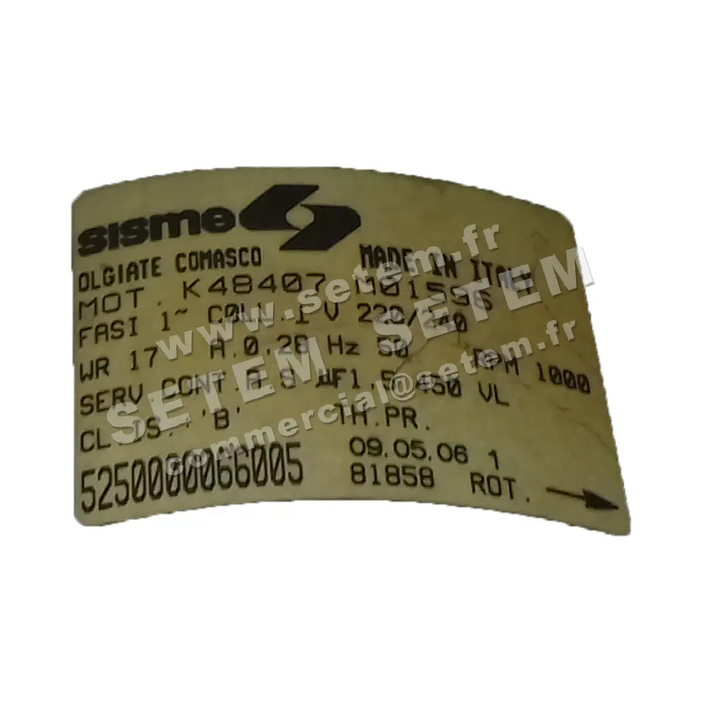 6185001596-MOTEUR SISME K48407M01596 "5250000066005"