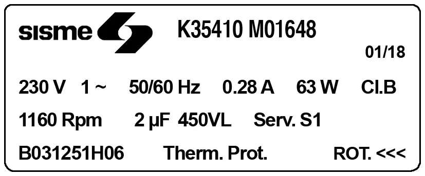 6185001648-MOTEUR SISME K35410M01648 "B031251H06" 2