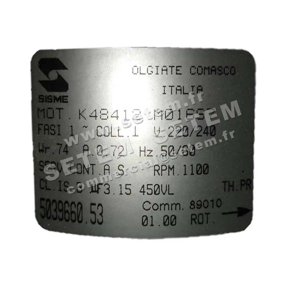 6185001697-MOTEUR SISME K48412M01697 "5039660.53"