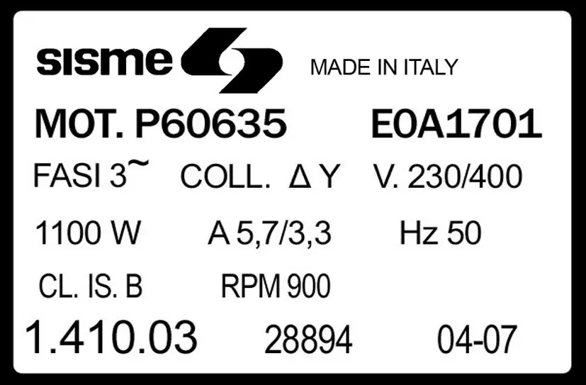 6185001701-MOTEUR SISME P60635 E0A1701 "141003" 2
