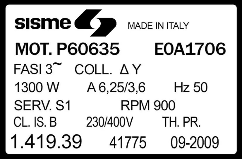 6185001706-MOTEUR SISME P60635 E0A1706 "141939" 2