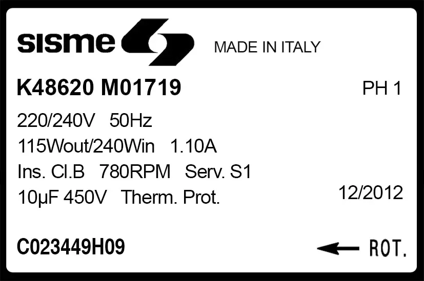 6185001719-MOTEUR SISME K48620MO1719 "C023449H09" 2