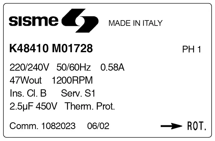 6185001728-MOTEUR SISME K48410MO1728 2