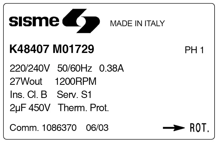 6185001729-MOTEUR SISME K48407M01729 2