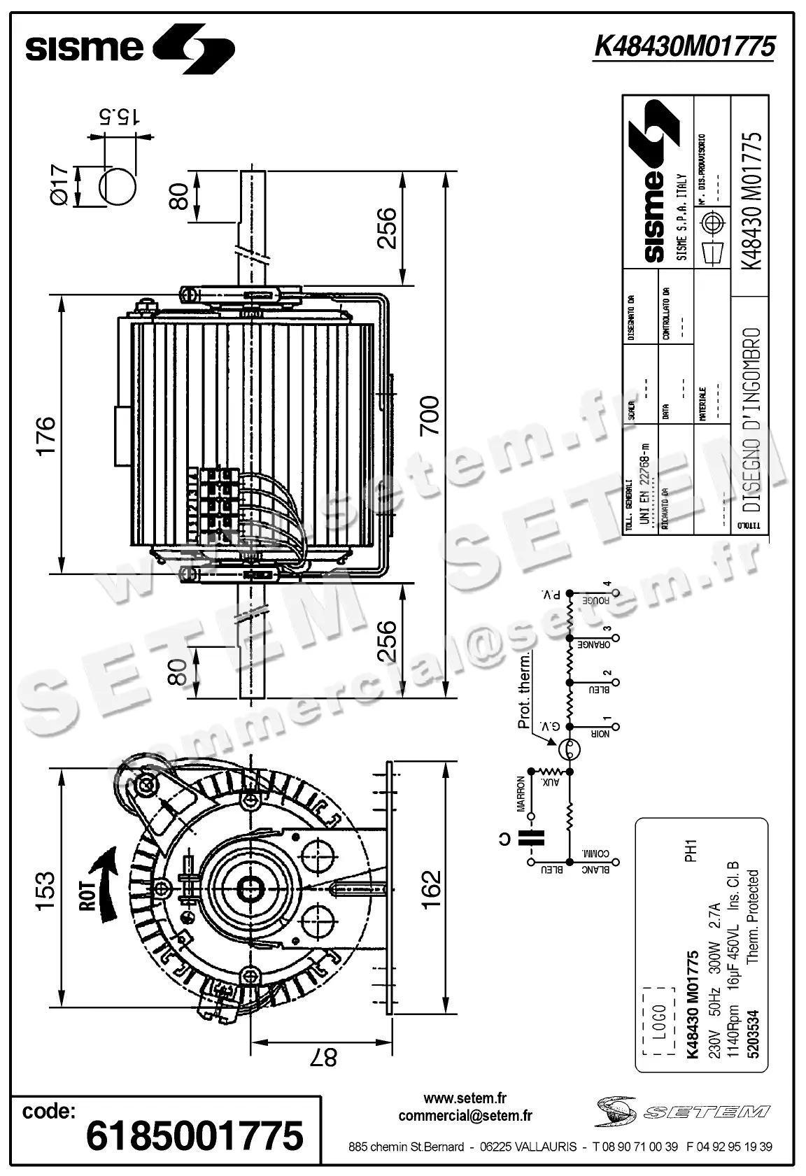 6185001775-MOTEUR SISME K48430M01775 "5203534" 3