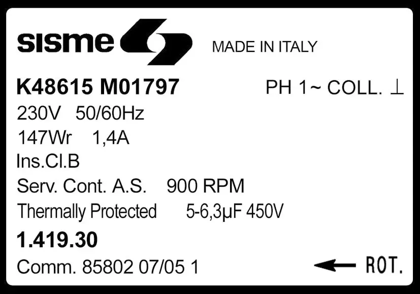 6185001797-MOTEUR SISME K48615MO1797 "141930" 2