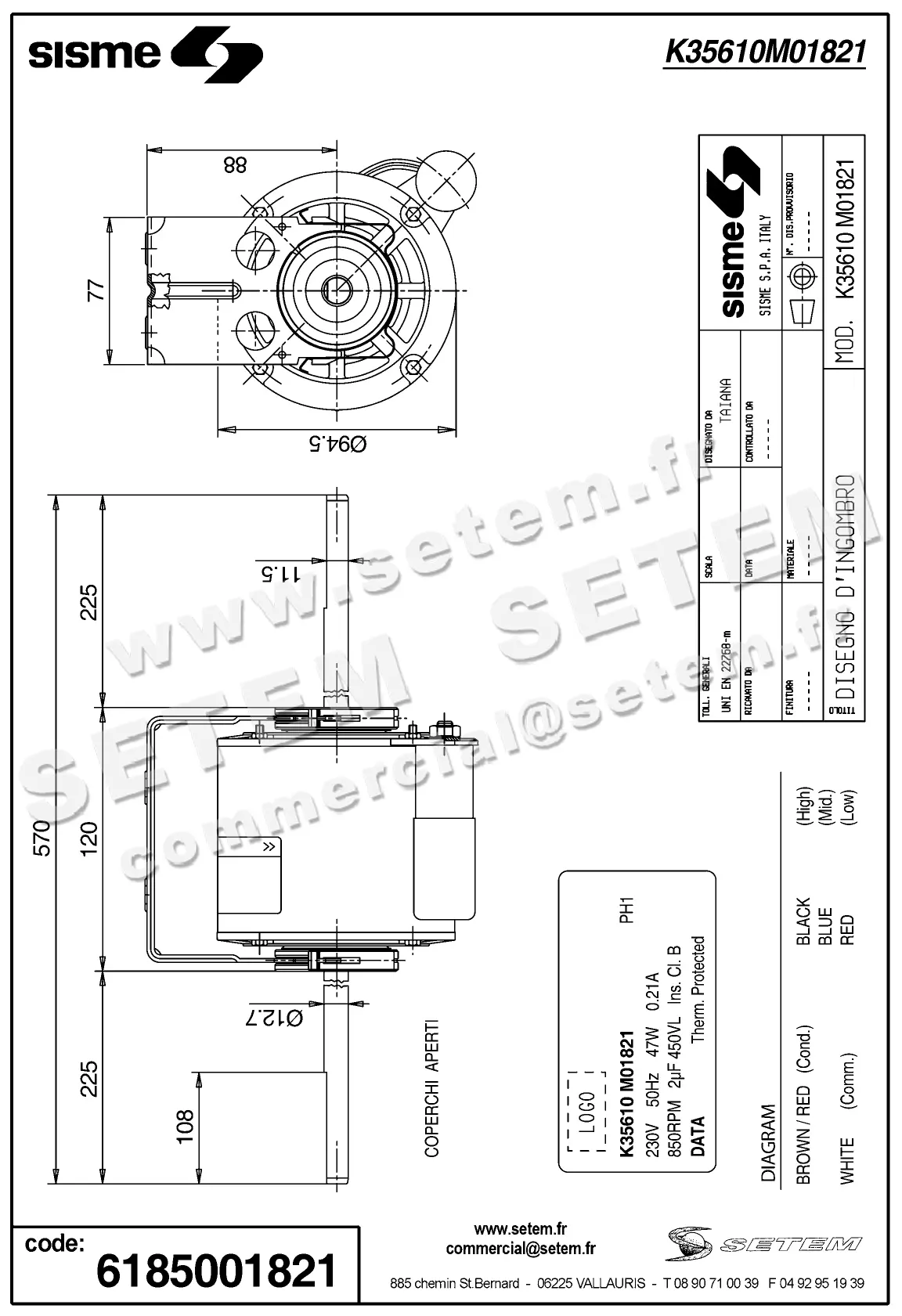 6185001821-MOTEUR SISME K35610MO1821 3