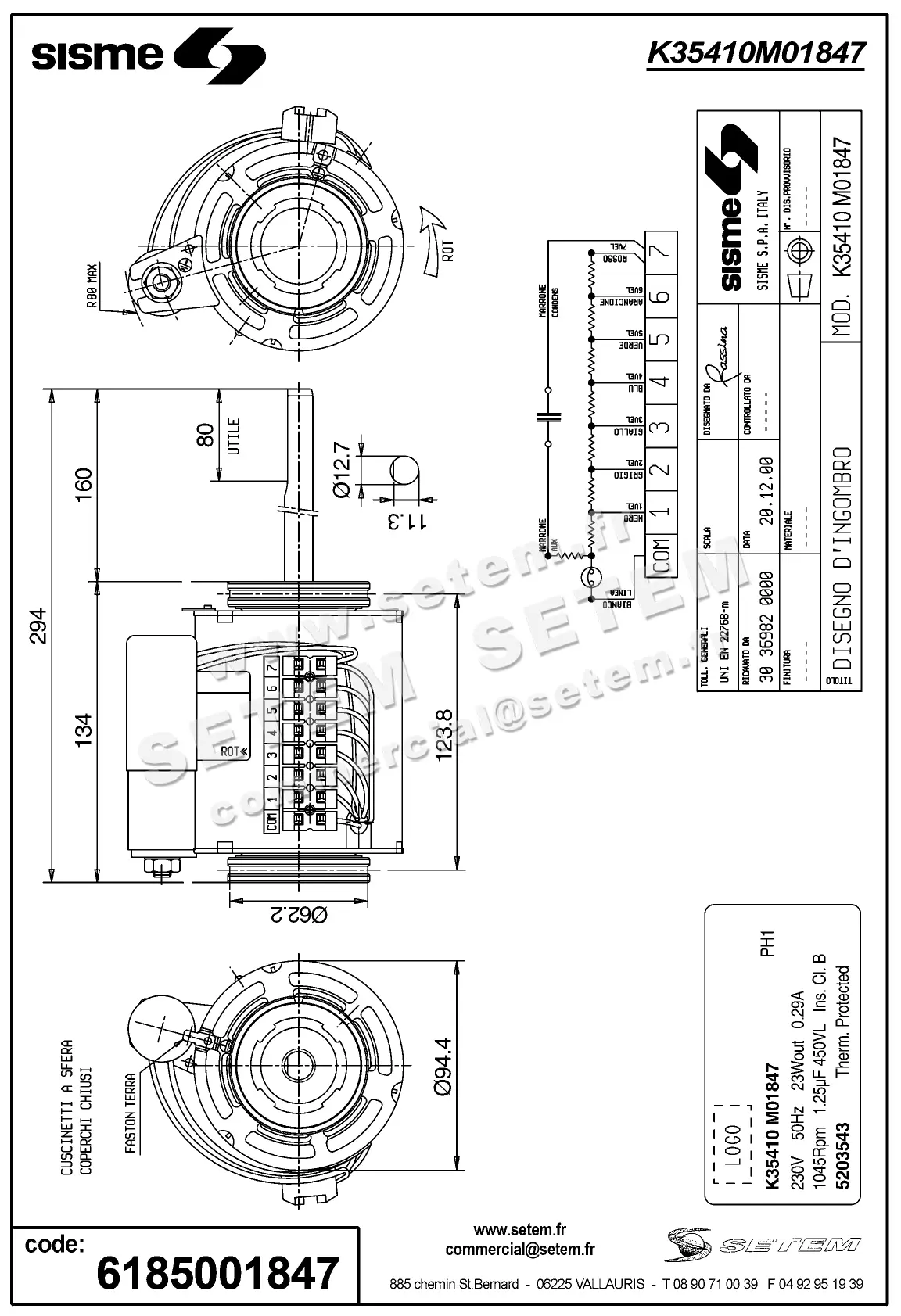 6185001847-MOTEUR SISME K35410MO1847 "5203543" 3