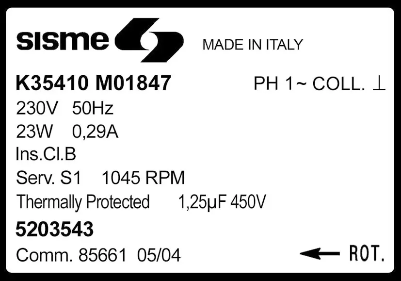 6185001847-MOTEUR SISME K35410MO1847 "5203543" 2