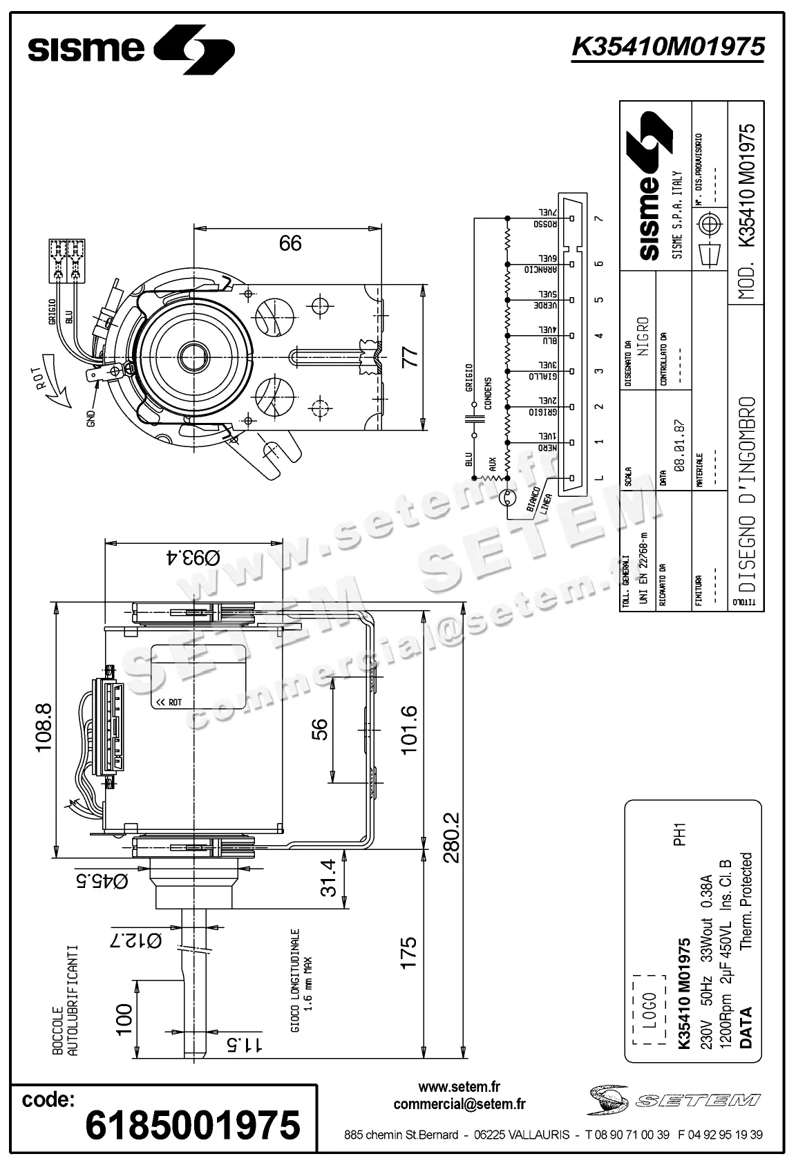 6185001975-MOTEUR SISME K35410M01975 3