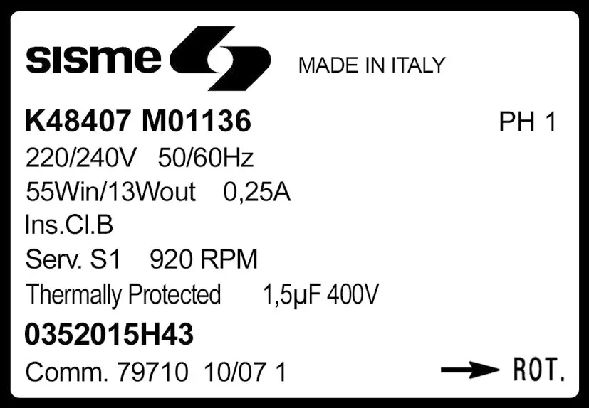 6185002007-MOTEUR SISME K48407MO1136 "0352015H43" 2